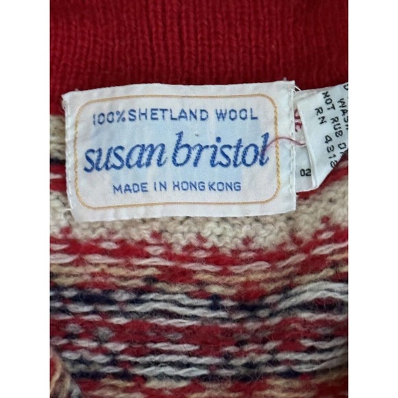 Vtg 60's Fair Isle Susan Bristol Sweater, Shetland Light Wool Pullover Sz S/M - Picture 5 of 5